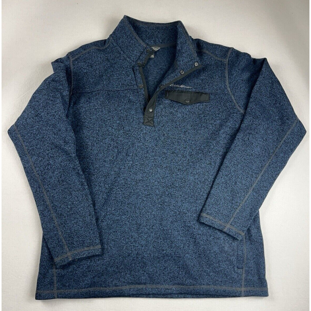 Eddie Bauer Men's 1/4 Quarter Fleece Navy Pullover‎ Sweater Size. t2xl
